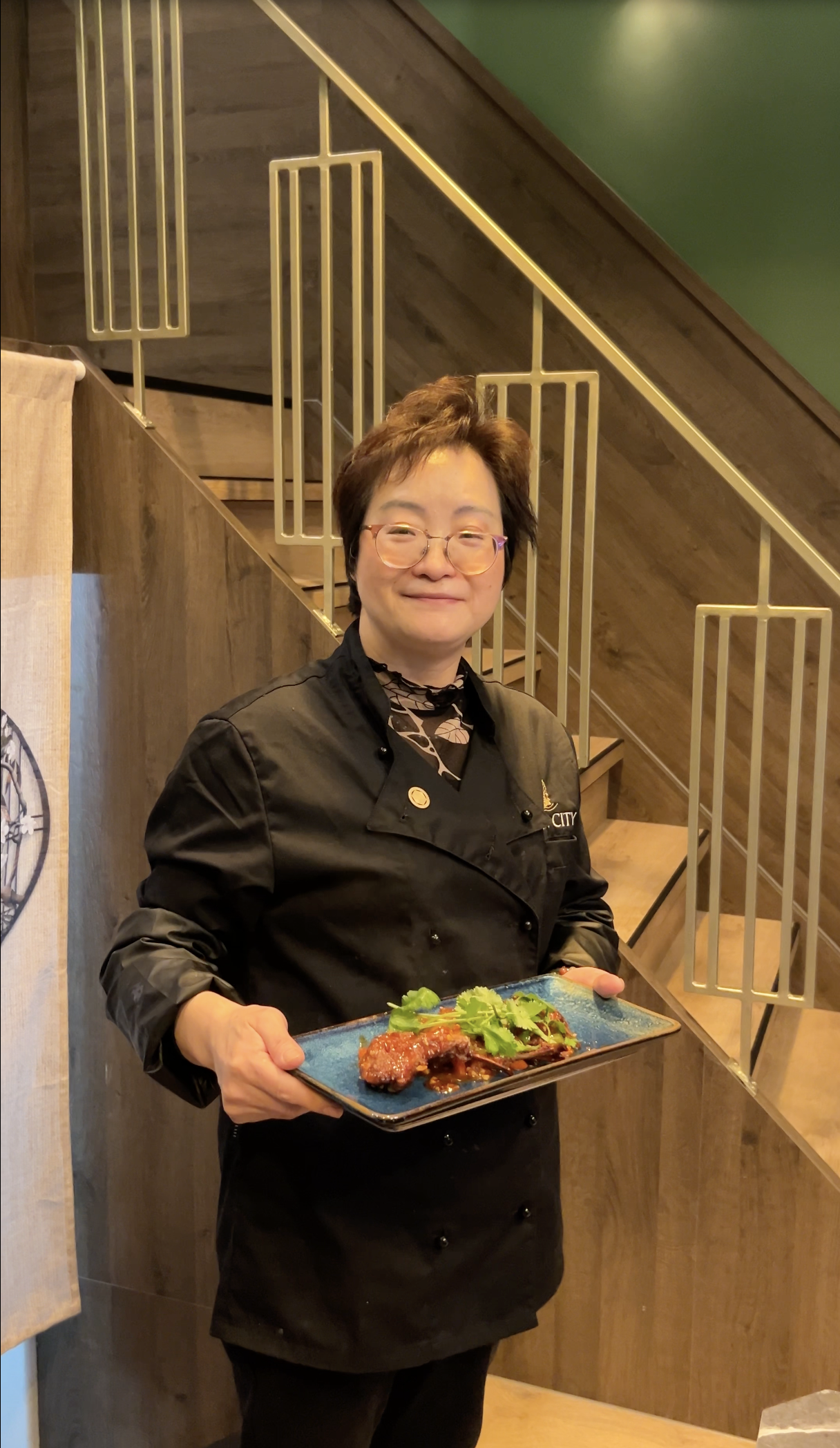 Chef presenting a dish